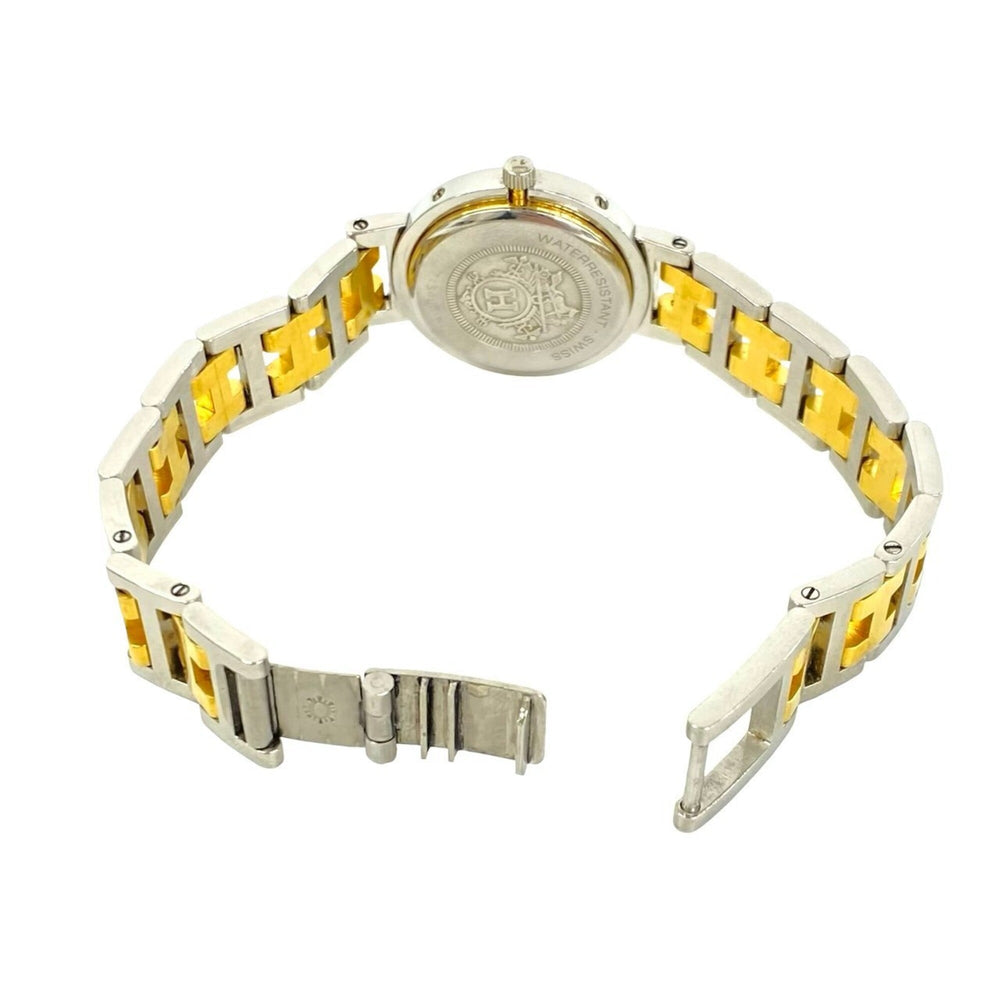 HERMES Clipper Stainless Steel GP Quartz Wristwatch, Silver/Gold, 38535 — Good