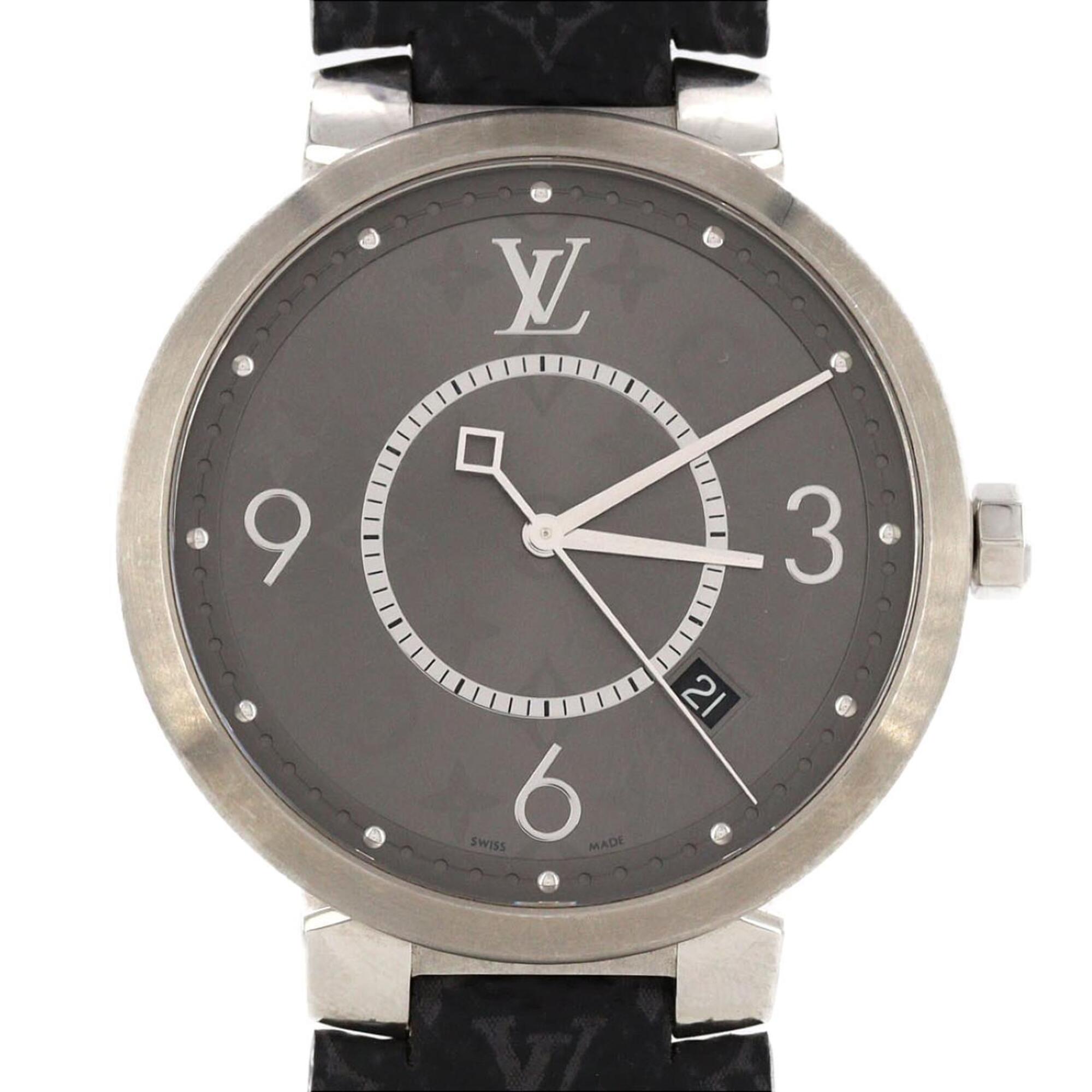 Louis Vuitton Tambour Slim Monogram Q1DM0 SS Quartz Watch — Good