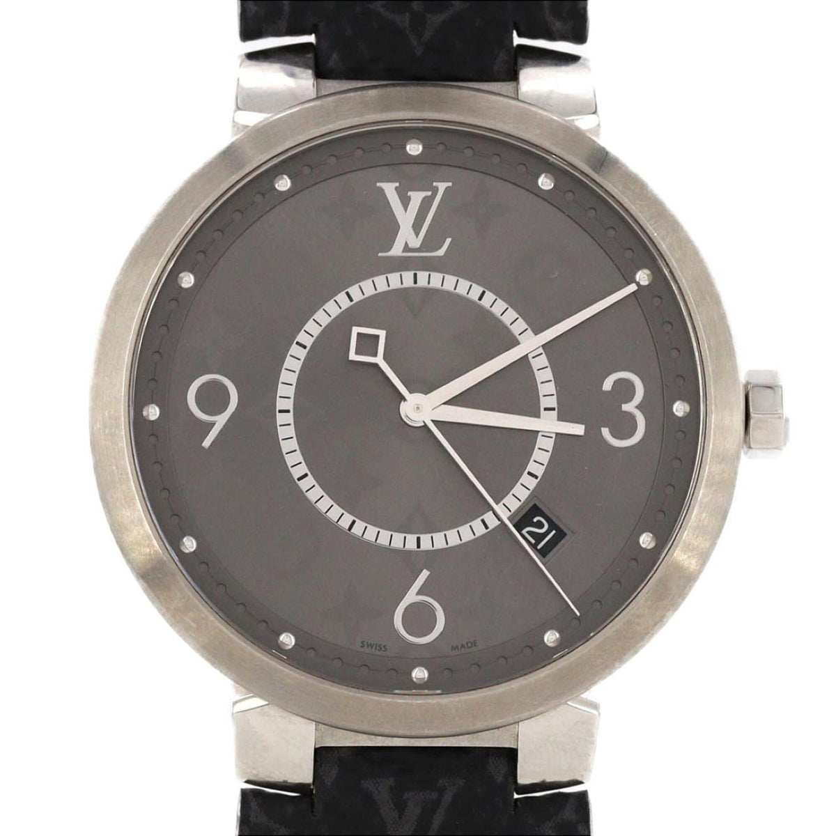 Louis Vuitton Tambour Slim Monogram Q1DM0 SS Quartz Watch — Good