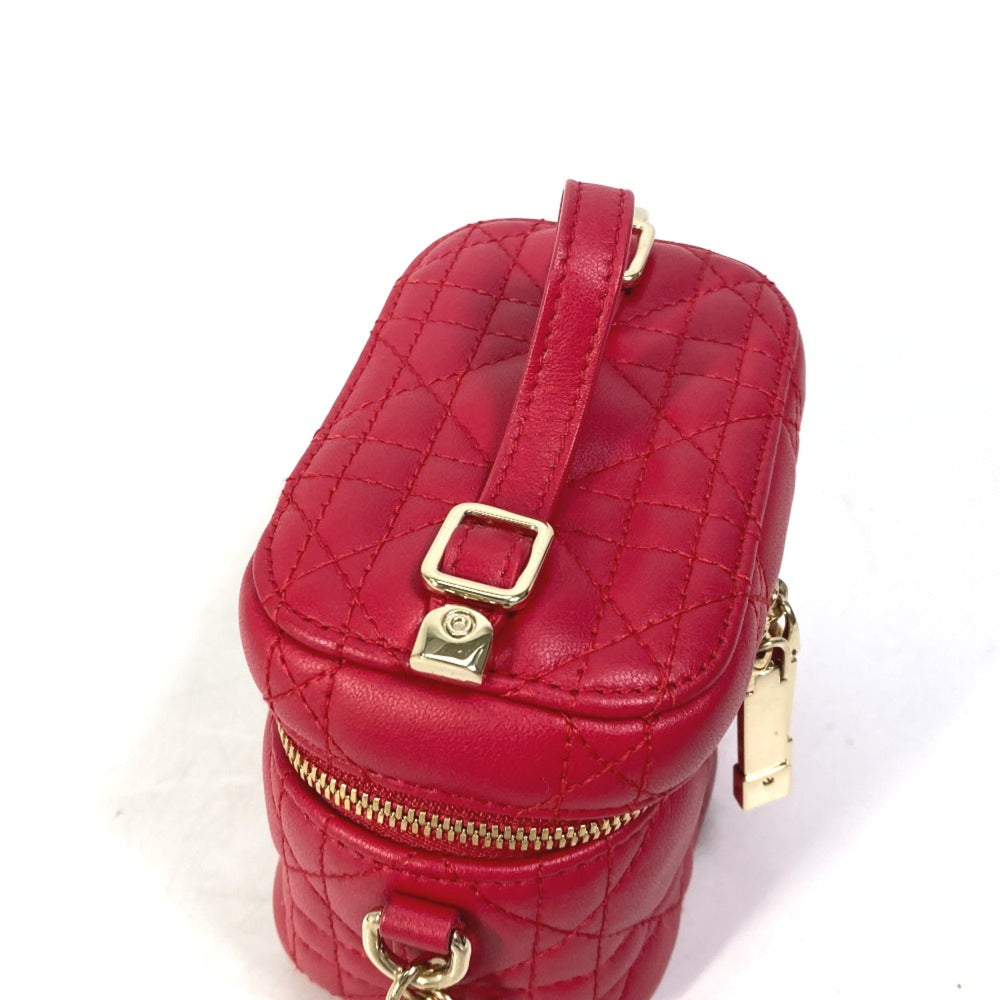 CHRISTIAN DIOR S0918ONMJ LADY CHRISTIAN DIOR LADY DIOR 2WAY Shoulder Bag Hand Bag Vanity bag RedBased — Like New