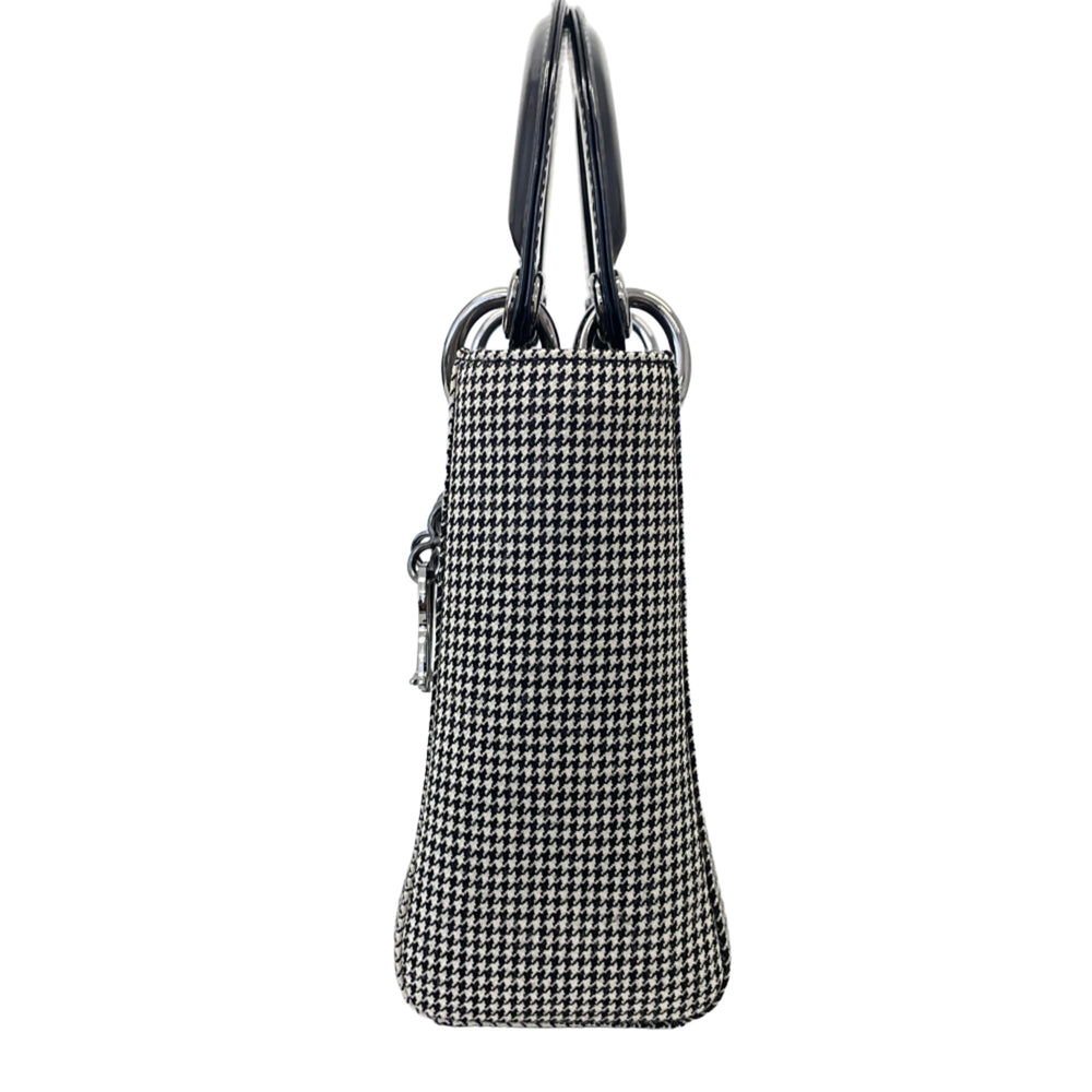 Christian Dior Lady Mini Houndstooth Shoulder Bag MA-0969 Gray Women's — Like New