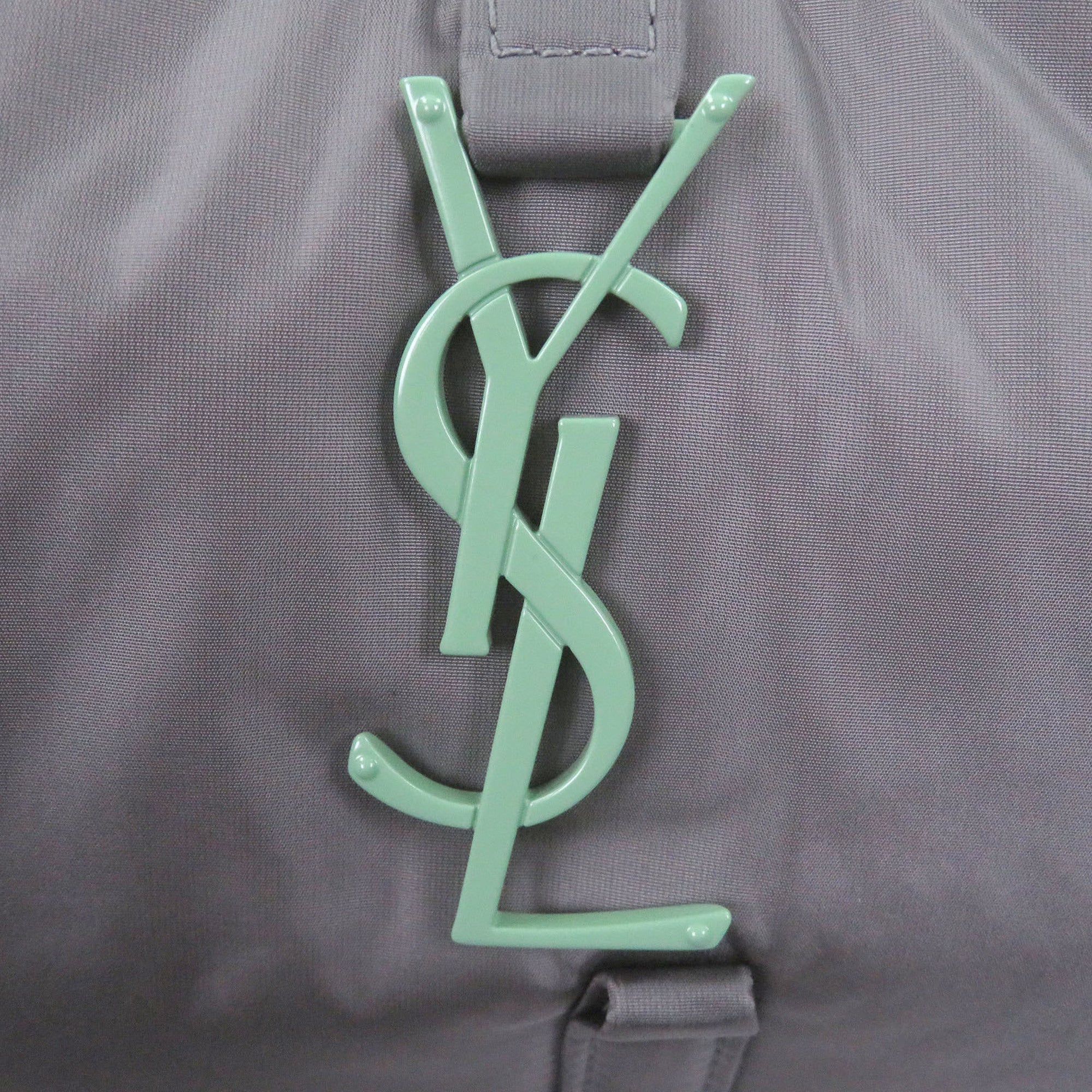 Yves Saint Laurent SAINT LAURENT PARIS 733294 Nylon Cassandra Logo Hardware One-Shoulder Bag, Gray, with Dust Made in Italy, Women's — Like New