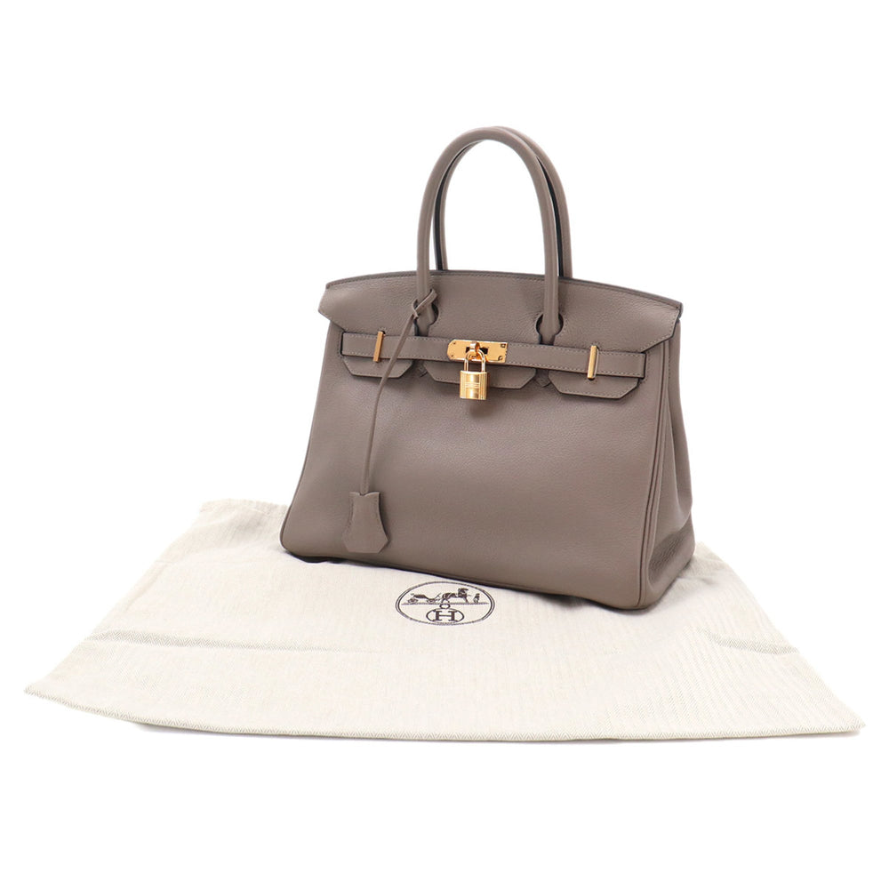 Birkin 30 Hermes HERMES Taurillon Novillo Gris Asphalt Handbag D Stamp Gold Hardware — New - Store Return