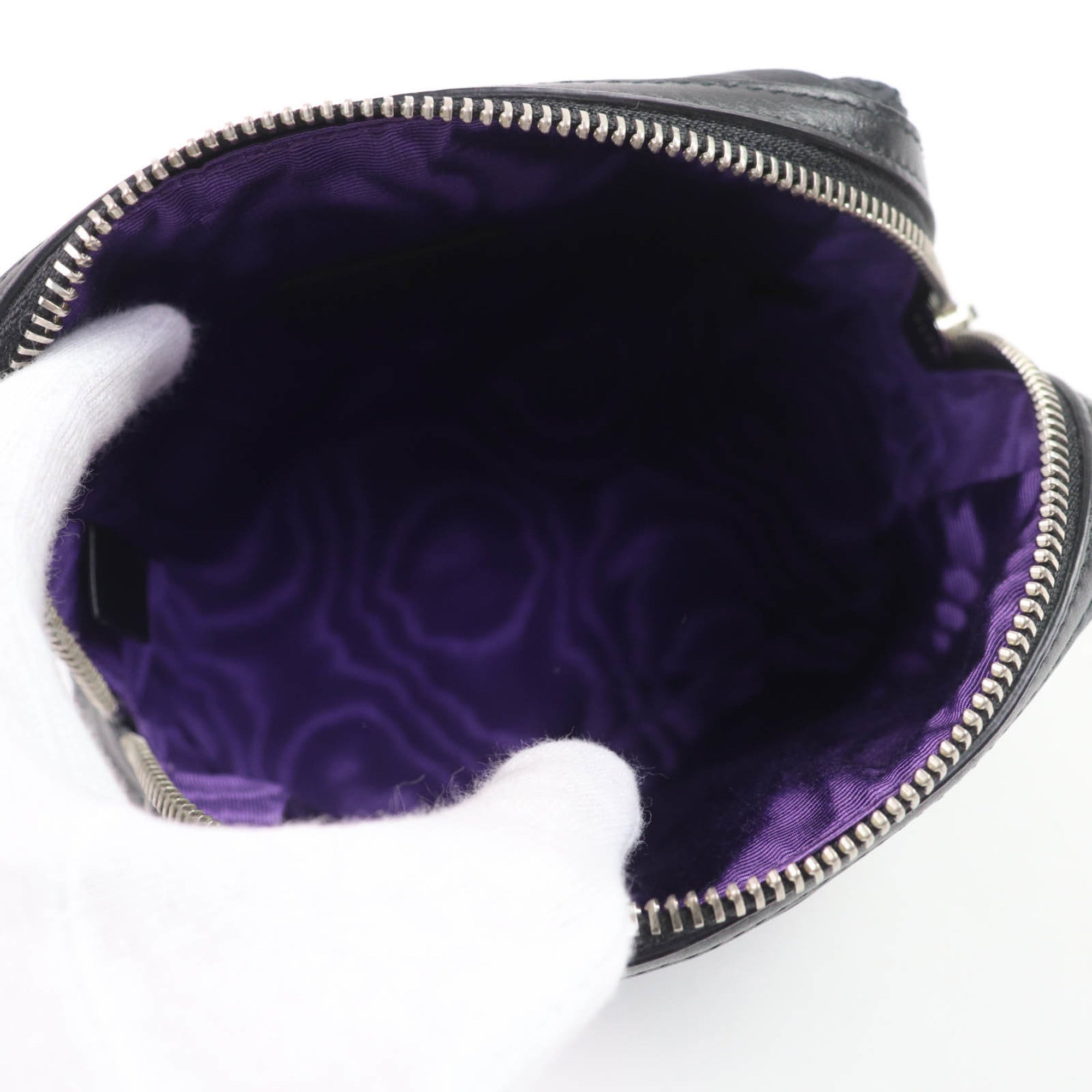 GUCCI 72604 GG Marmont Makeup Pouch, Small Item Black and Purple, Box Dust Bag Included, Made in Italy, Women's — Like New