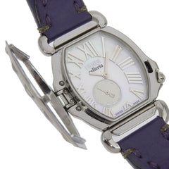 FENDI Celeria Watch 8400M Stainless Steel x Embossed Leather Quartz Small Second White Shell Dial Boys — Very Good