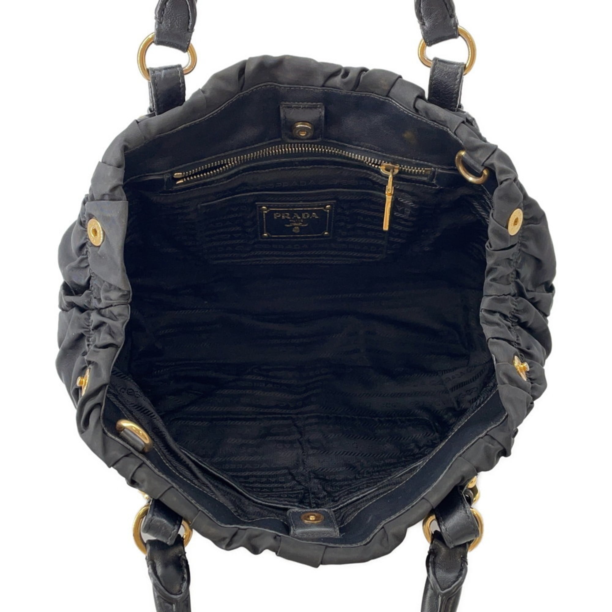 Prada Gathered Nylon Tote Bag BN2346 PRADA 2-Way Black