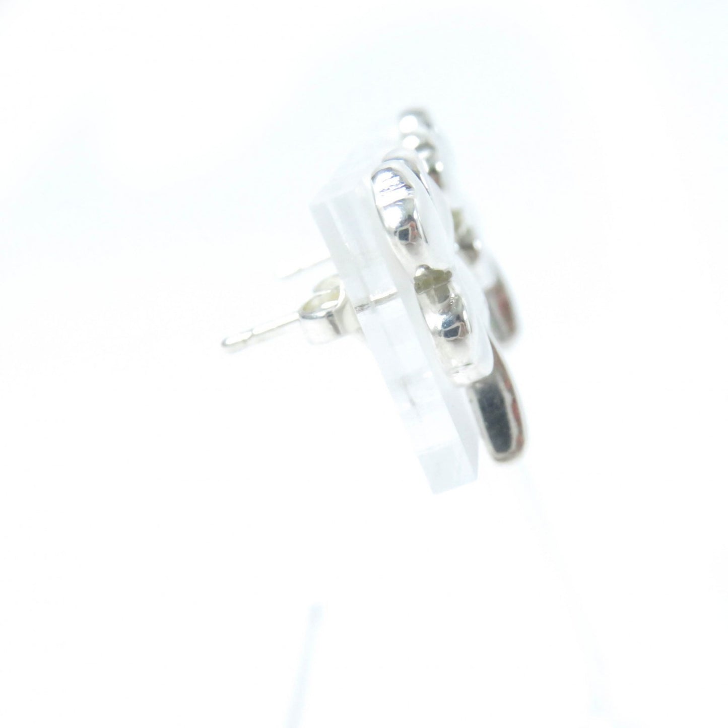 CHANEL Clover Earrings with Back Logo (for both ears) SV925 Silver, 5.6g, Women's