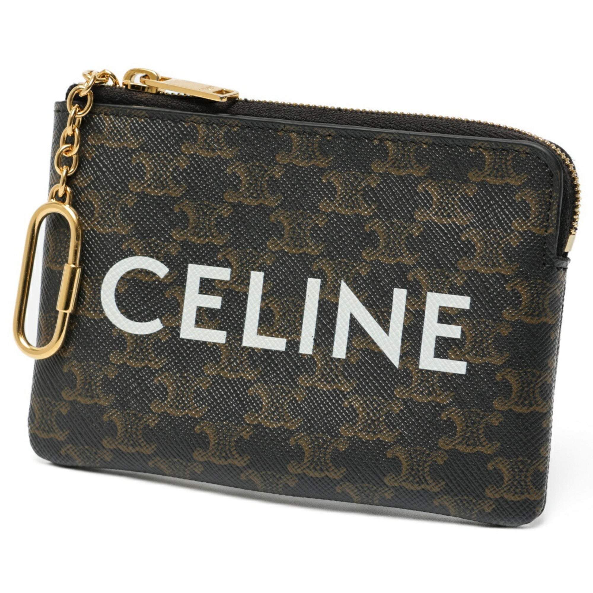 Celine Coin & Card Case 10C662CA2.38NO Triomphe Canvas Black S-158510