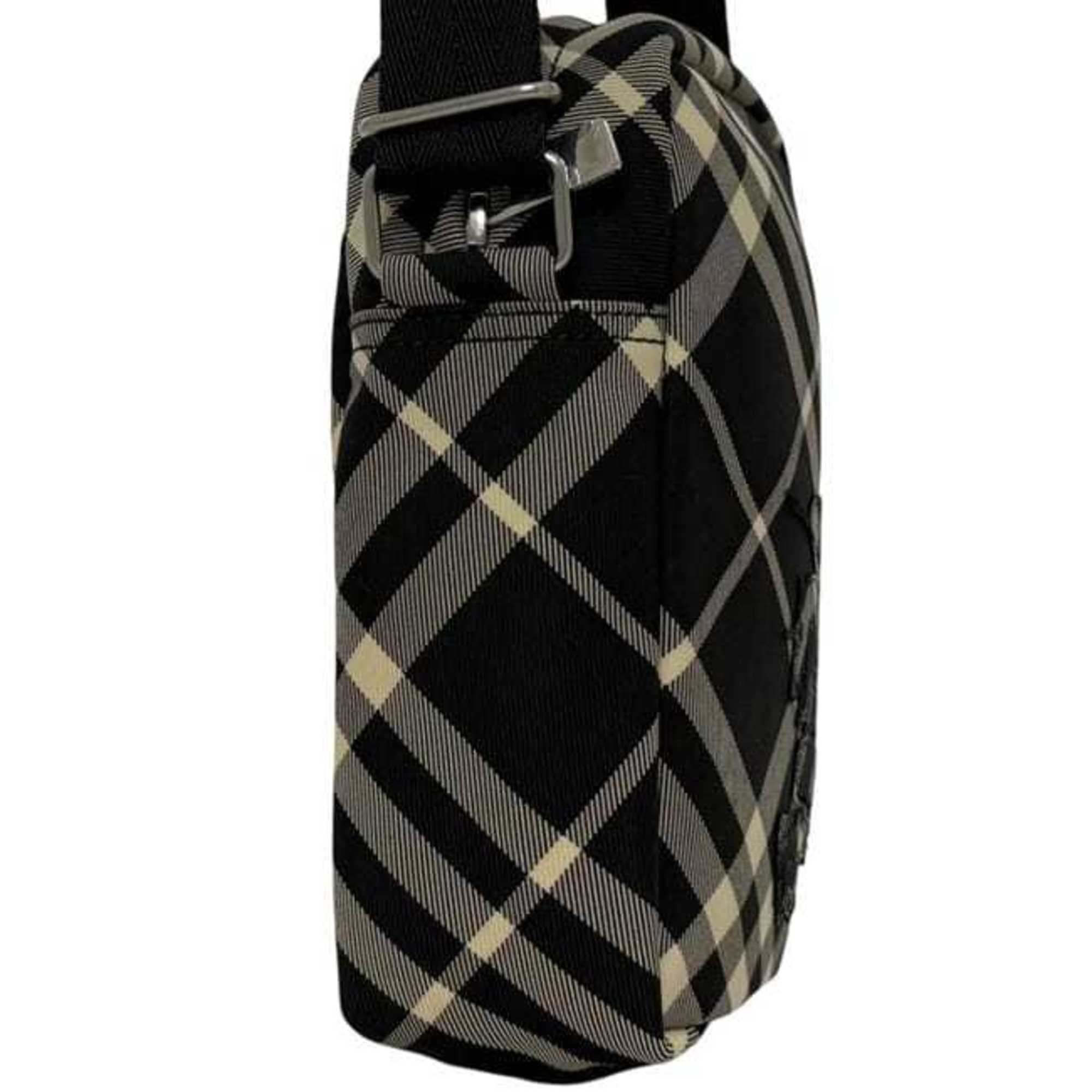 Burberry Shoulder Bag ec-24877 Black Classic Check 8097636 Unused Canvas Leather Crossbody with Pattern and Patch, Smartphone Pochette — Like New