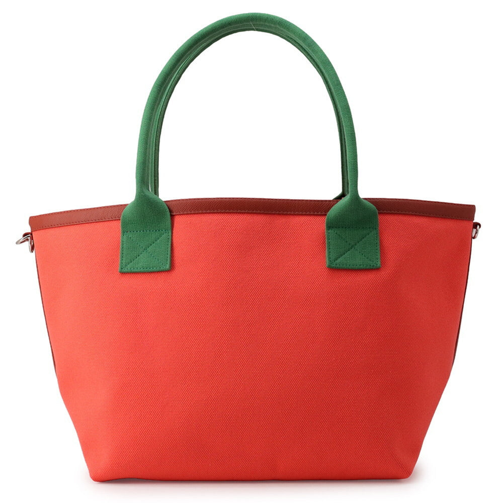 Hermes Tote Bag So Cabas Petit H Orange Green Canvas Epsom Handbag HERMES — Like New