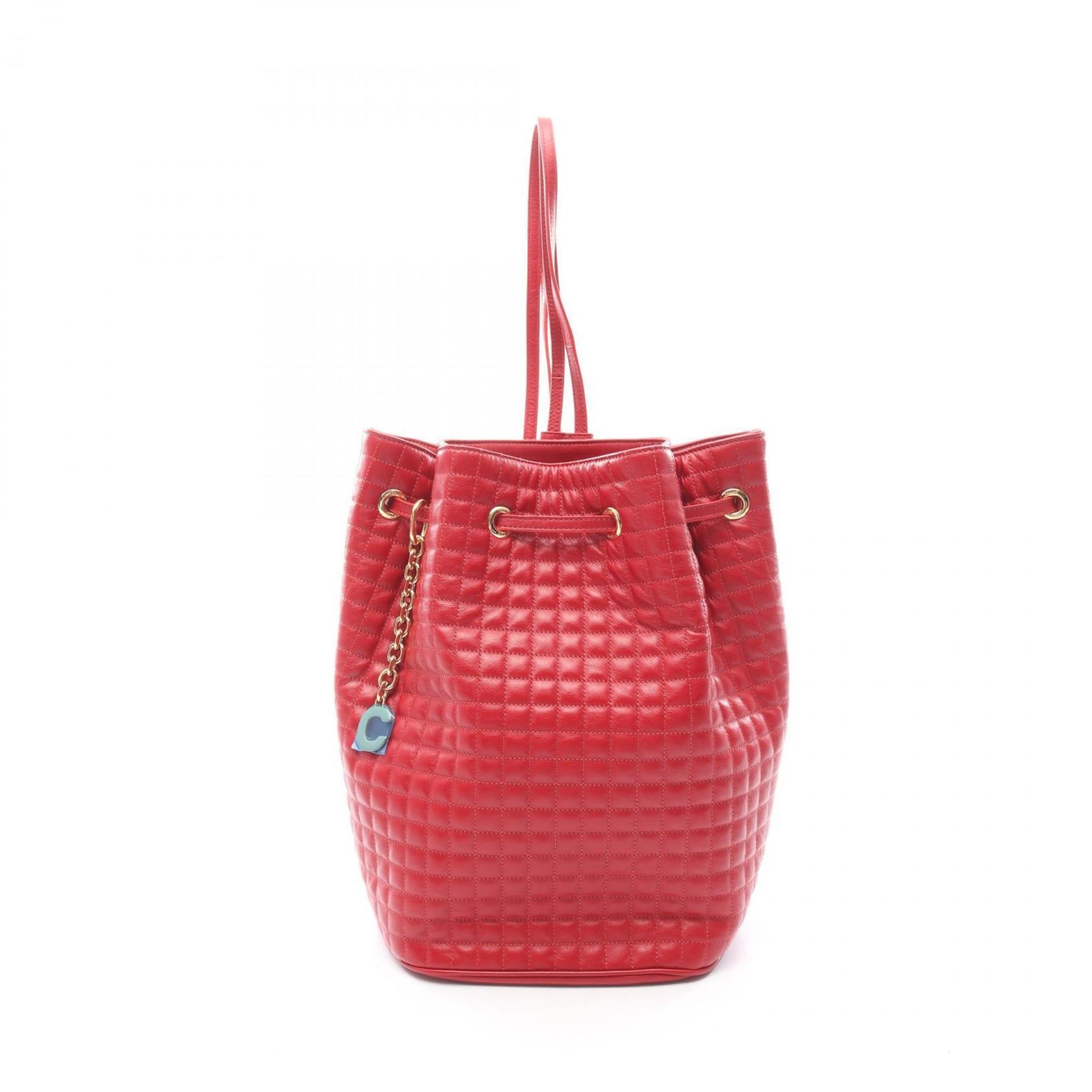Celine C Charm Small Backpack, Leather, Women's, Red, 188373BFI