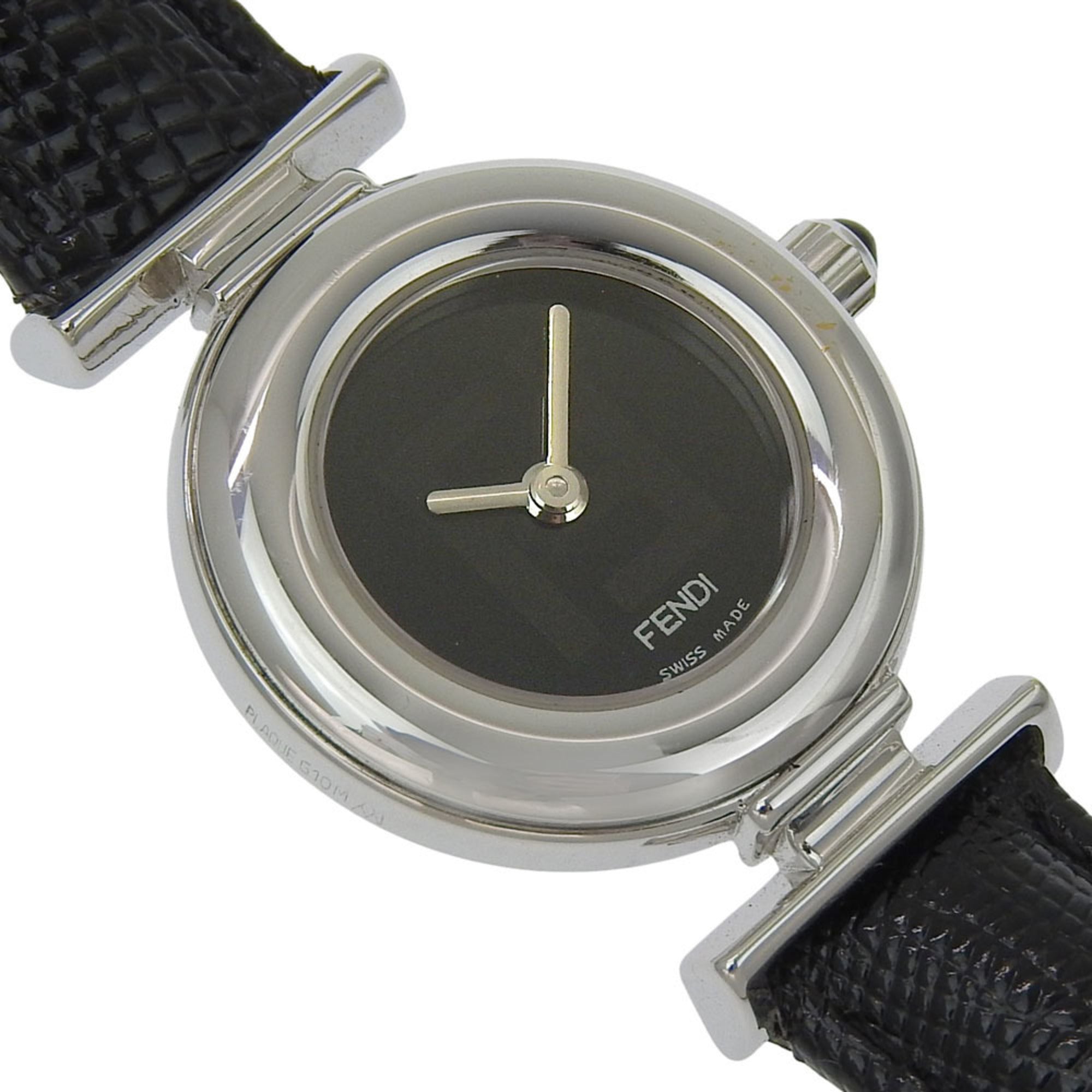 Fendi FENDI watch 320L stainless steel x leather quartz analog black dial women's — Good