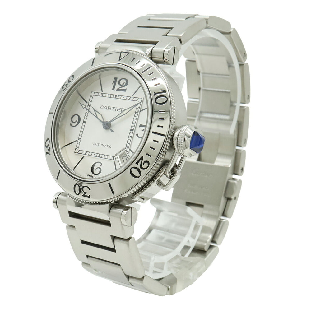Cartier Pasha Seatimer, silver dial, automatic transmission, men's watch, W31080M7 — Very Good