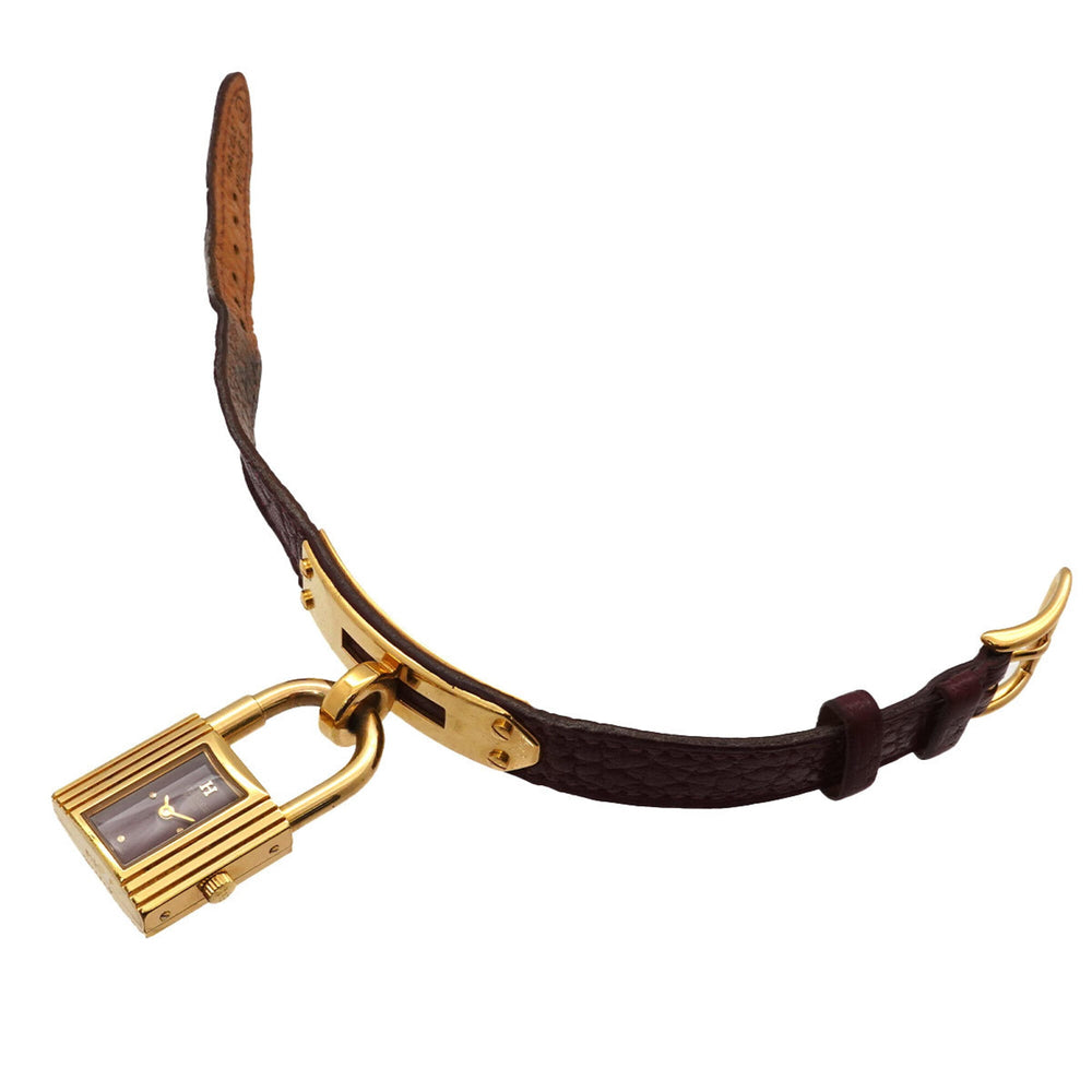 Hermes Kelly Watch, Women's Bordeaux, Quartz with Padlock — Very Good