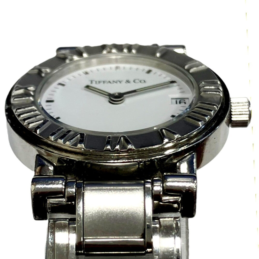 Tiffany & Co. Atlas watch, total weight 53.8g, stainless steel, quartz movement, white dial — Good