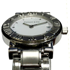 Tiffany & Co. Atlas watch, total weight 53.8g, stainless steel, quartz movement, white dial — Good