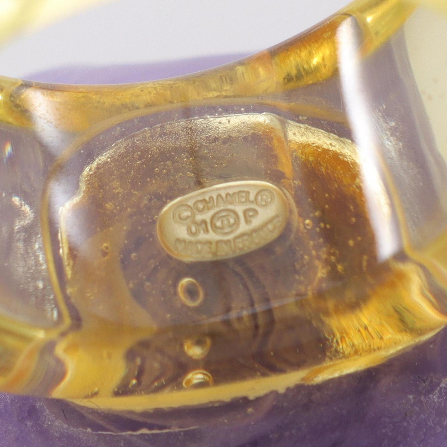 CHANEL Camellia Ring, Resin Jewelry, Women's, Purple and Yellow