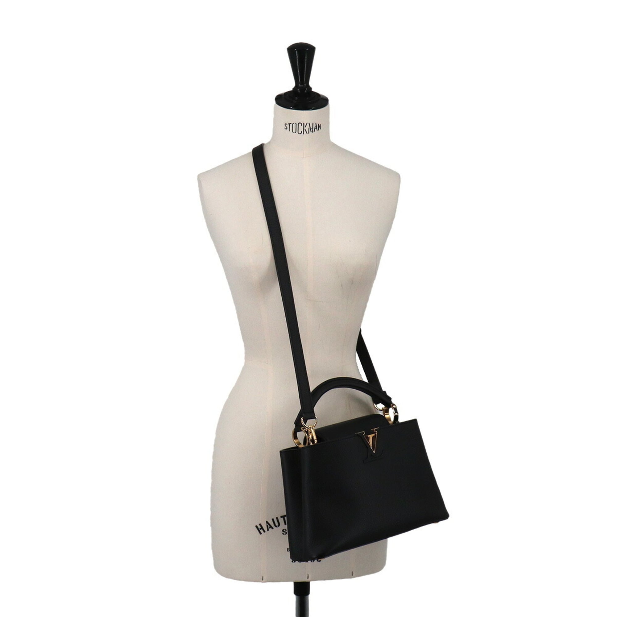 Louis Vuitton Capucines BB 2-way Hand/Shoulder Handbag, Taurillon Leather, Black, M94755 RFID — Like New