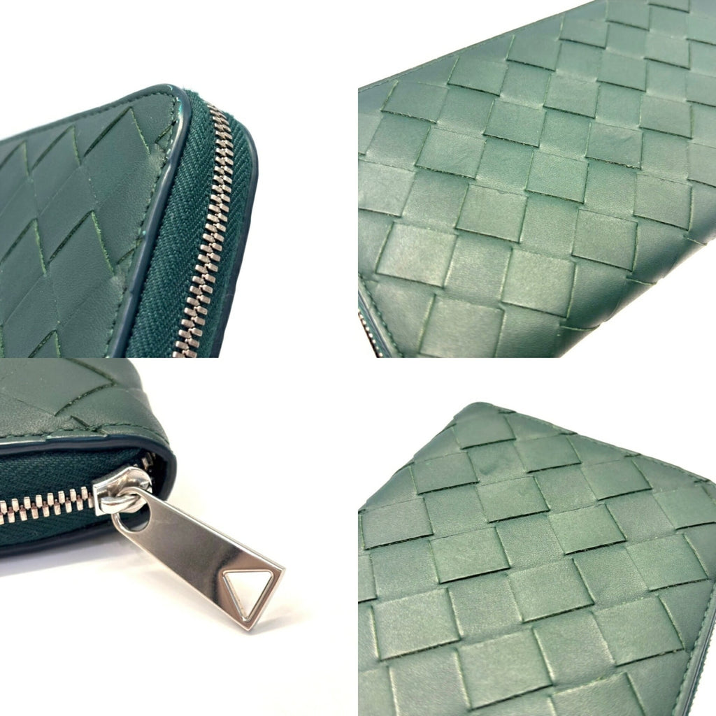 Bottega Veneta Intrecciato Round Long Wallet Khaki Green 593217