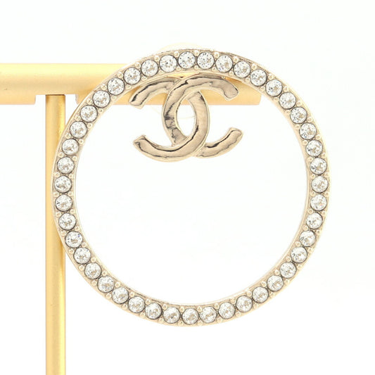 Chanel Single Earring AB9086 Champagne Gold Metal Rhinestone B22 2022 Model Year Coco Mark Women's CHANEL