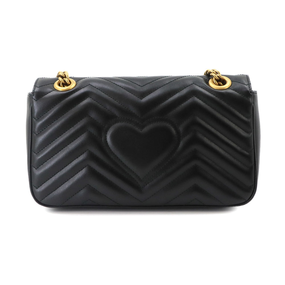 Gucci GG Marmont Shoulder Handbag, Leather, Black, 443497, Gold Hardware, Small Bag — New - Store Return