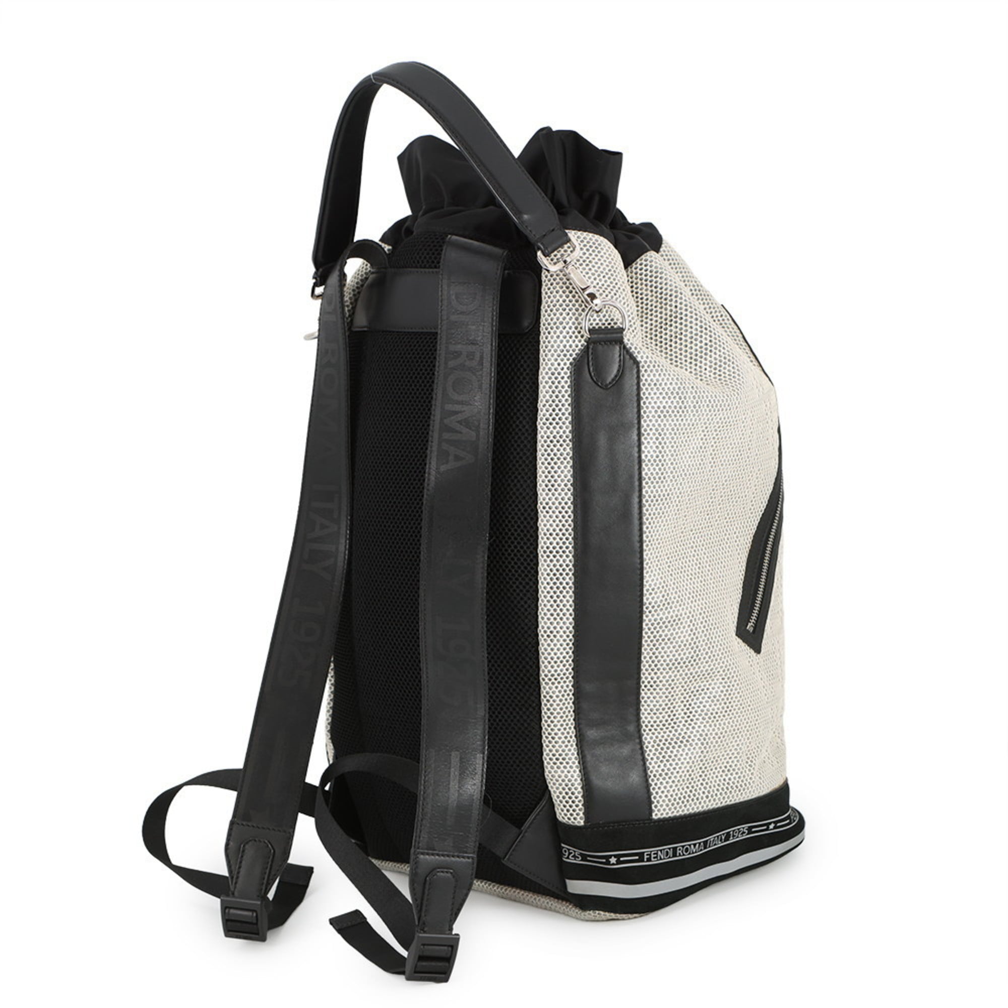 Fendi Backpack Nylon/Mesh 7VA466 FENDI Black and White