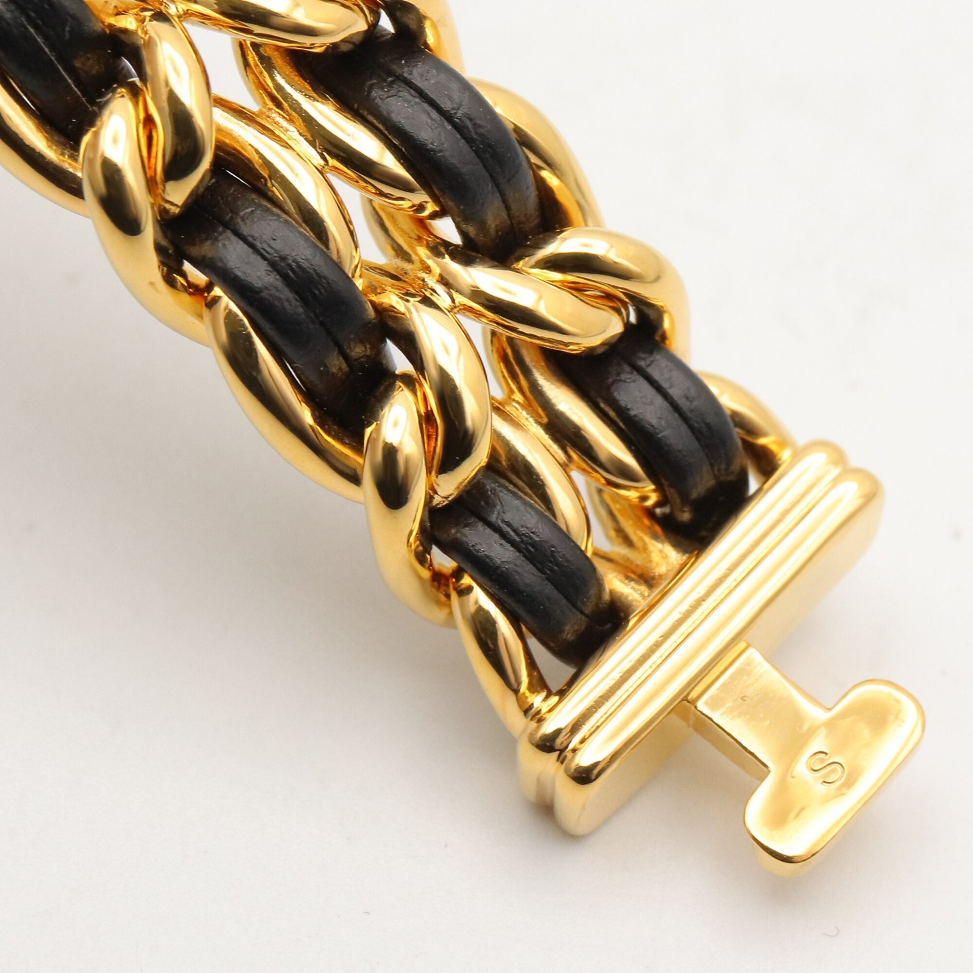 Chanel CHANEL Première S Watch, Gold Plated (GP), Leather Strap, Women's, Black, H0001 — Very Good