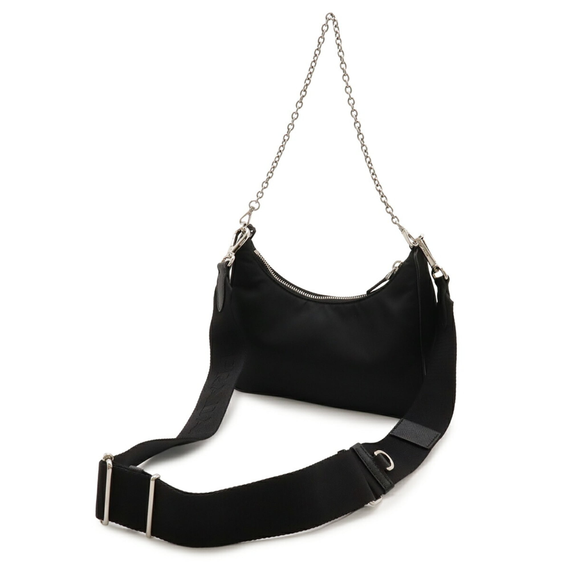 PRADA Triangle Re-Edition 2005 Shoulder Bag in Nylon (Black) 1BH204