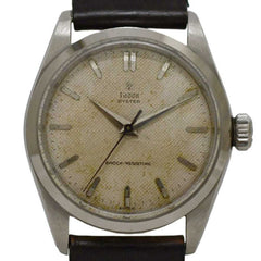 Tudor Oyster Watch, Beige, Silver, Brown, 7934, Manual Winding, Overhauled, Stainless Steel, Leather Strap, 216*** TUDOR — Good