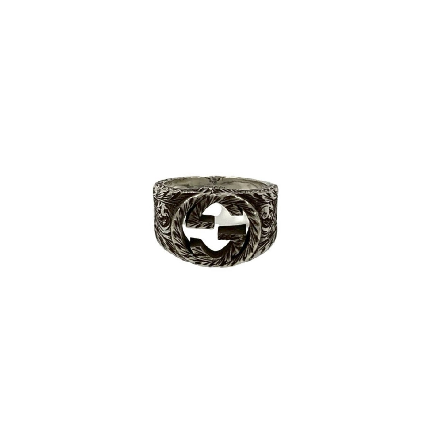 GUCCI Interlocking King G Arabesque Ring in Sterling Silver, 408-3