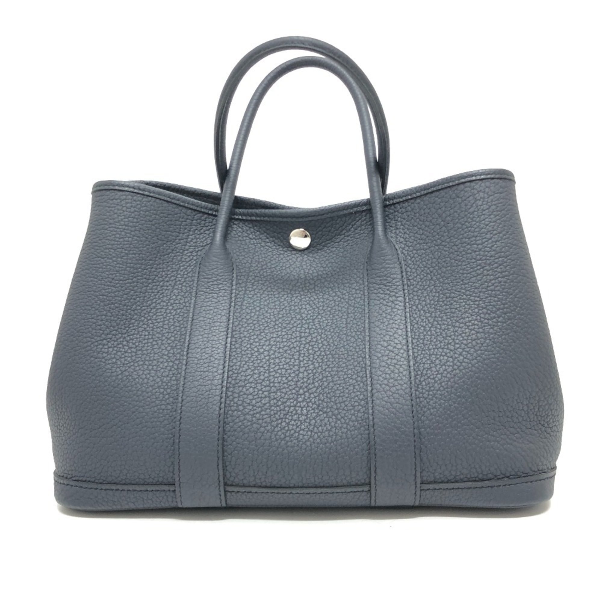 HERMES Garden Party TPM Negonda Handbag Bag Back Leather Women's Black — Like New