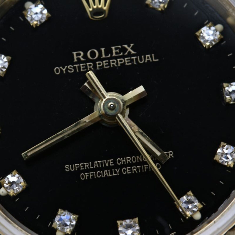 ROLEX Oyster Perpetual 11P Diamond 67198G Women's Watch 18K Yellow Gold 40582 — Good