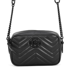 Gucci Chain Shoulder Bag Mini GG Marmont Leather 448065 GUCCI Camera Black Handbag Women's — Like New