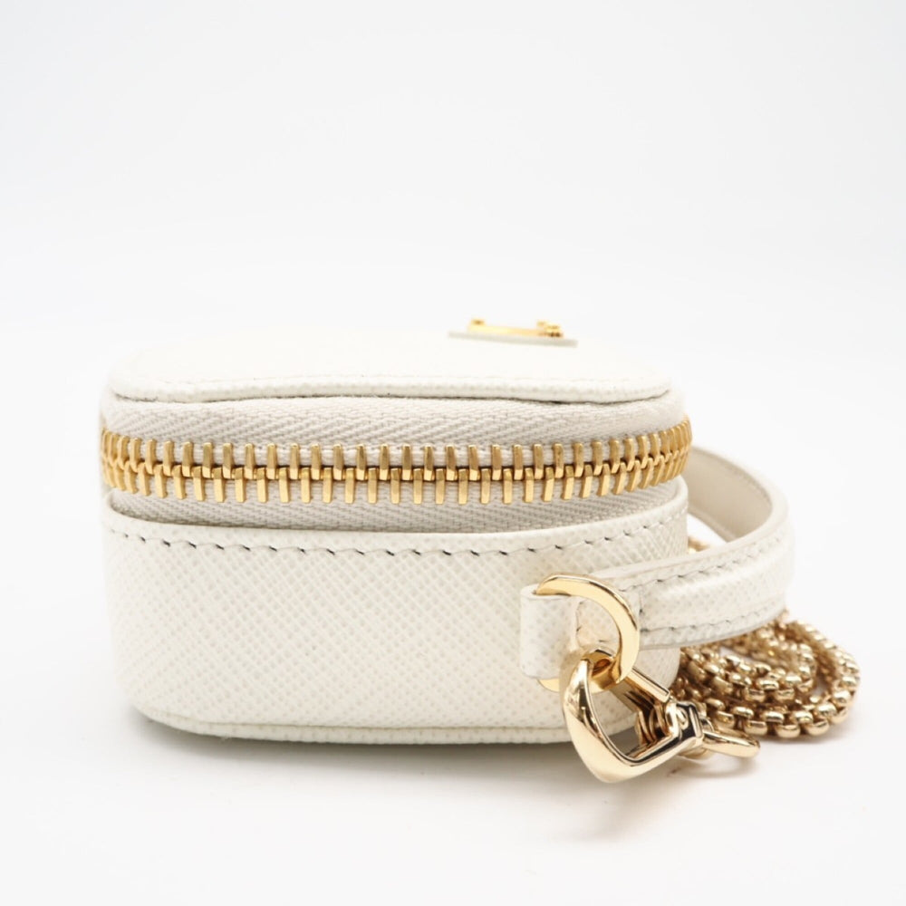 PRADA Saffiano Triangle Mini Pouch 1NR025 Shoulder Bag White Women's — New - Store Return