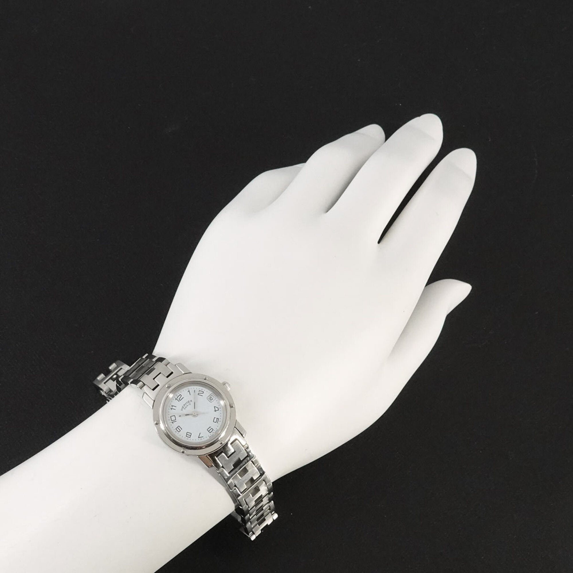 Hermes Clipper CL4 210 Women's Watch, Date Display, White Quartz Watch — Very Good