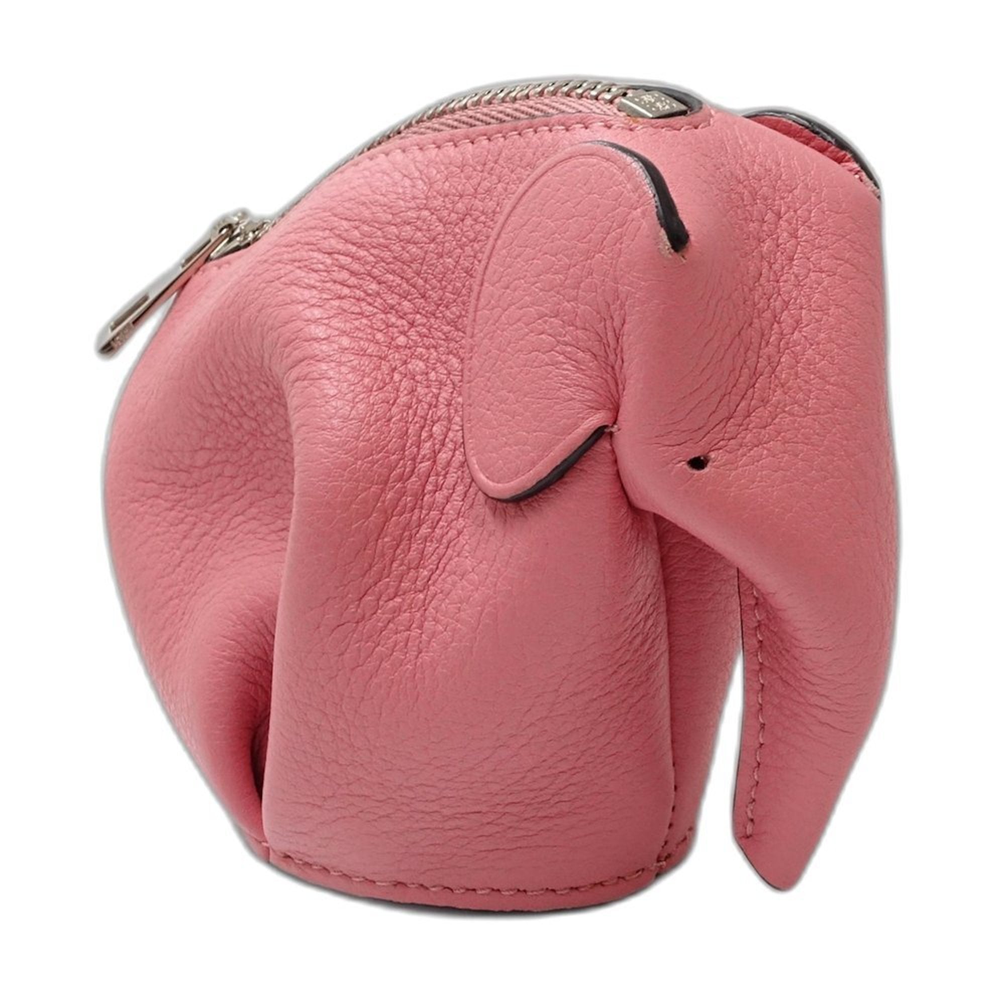 LOEWE Wallet/Coin Case with Elephant Charm, Calfskin, Pink, 181468