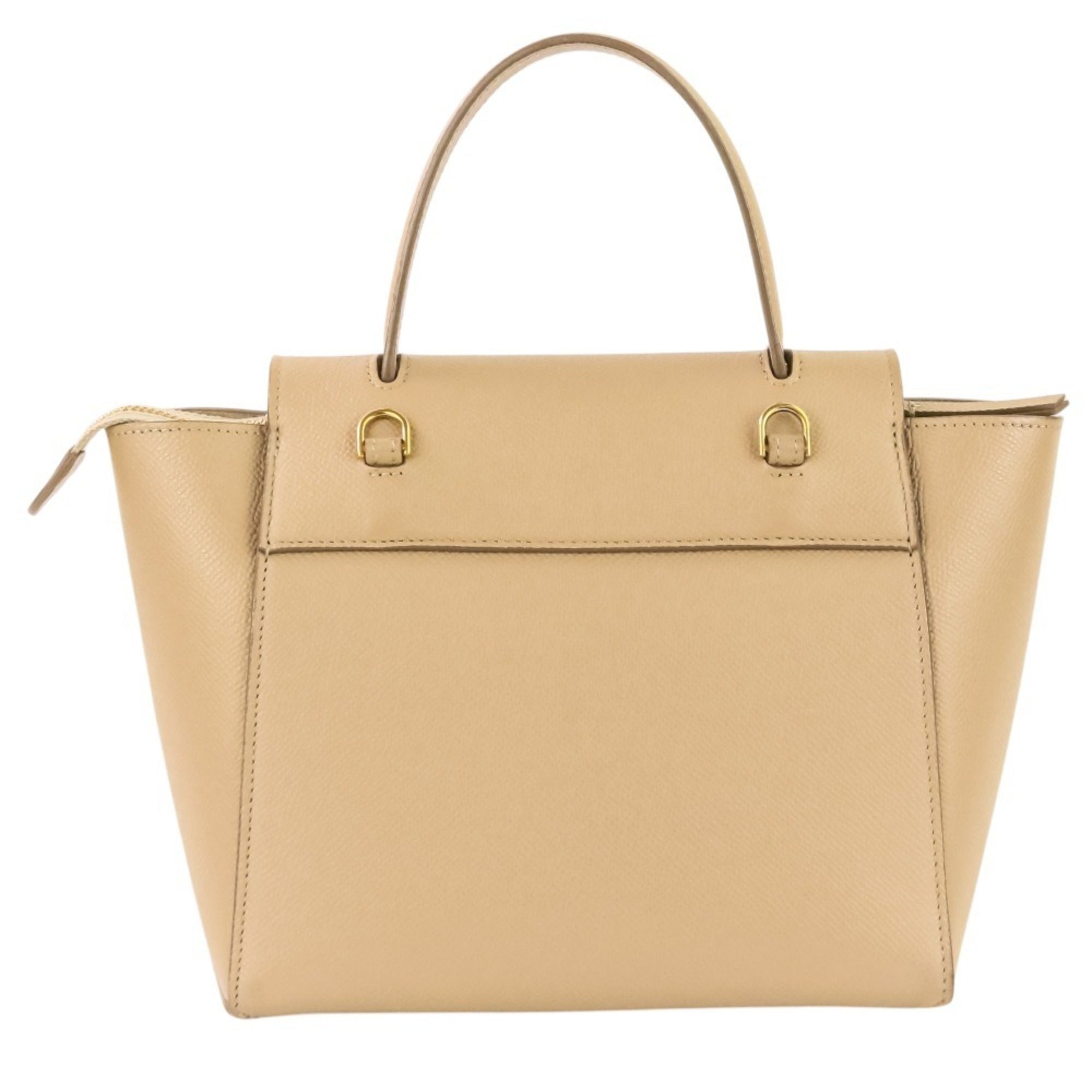 CELINE Belt Bag Nano 2-way shoulder bag, grained calfskin, beige, women's — Like New