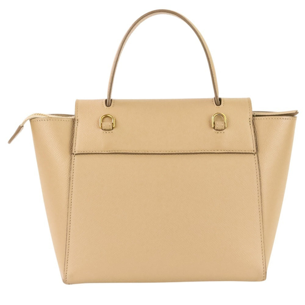 CELINE Belt Bag Nano 2-way shoulder bag, grained calfskin, beige, women's — Like New