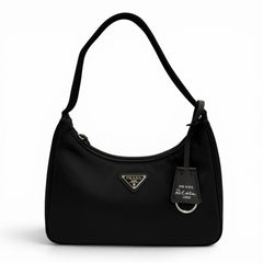 PRADA 1NE515 Re-Edition 2000 Re-Nylon Mini Bag with Triangle Plate Charm, One-Shoulder Bag, Black, Made in Italy, Women's, Dust — Like New