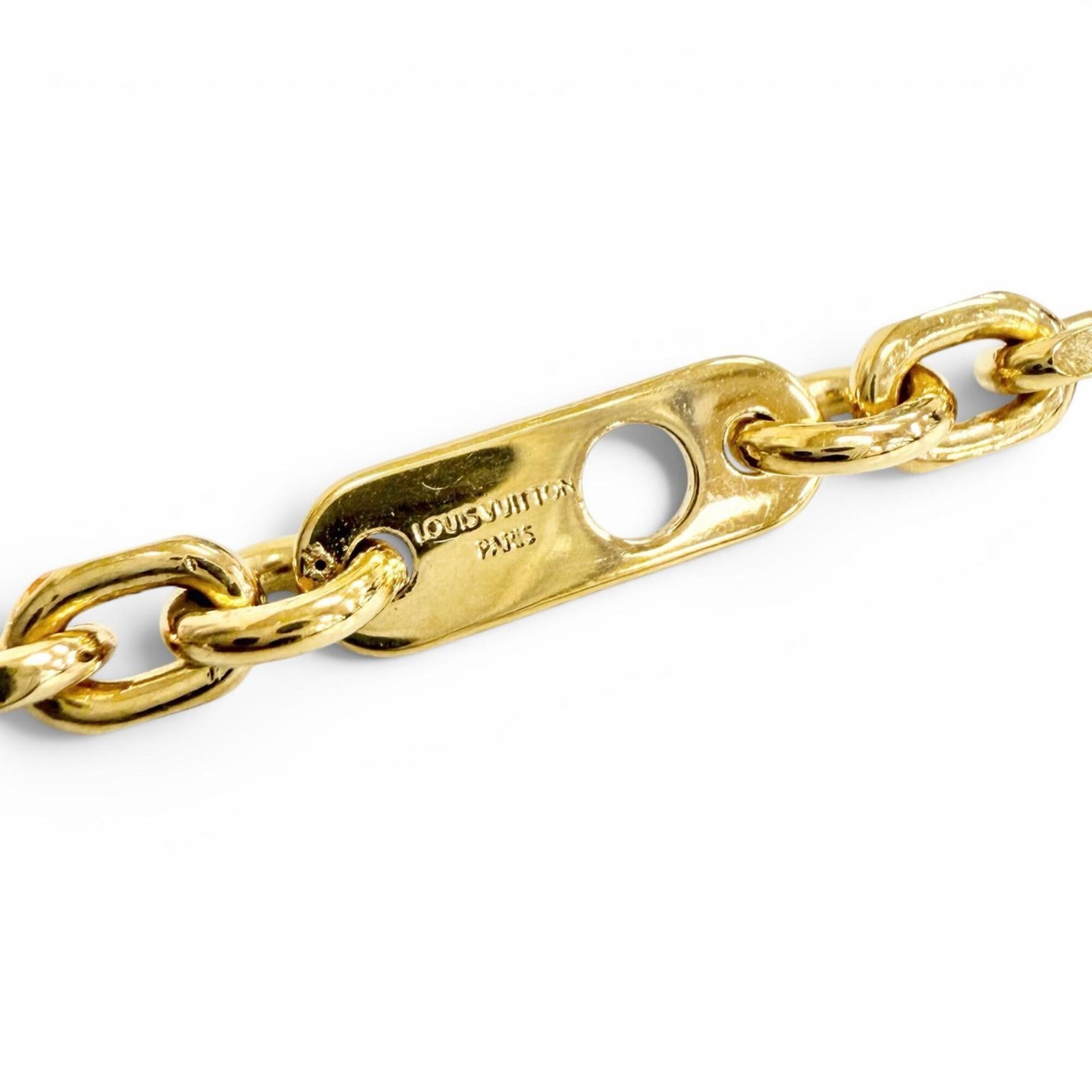 LOUIS VUITTON M02740 Chain LV Yours Monogram Flower Necklace Gold Made in Italy Men's Comes with Box and Dust Bag Highly Recommended ◎ — Like New