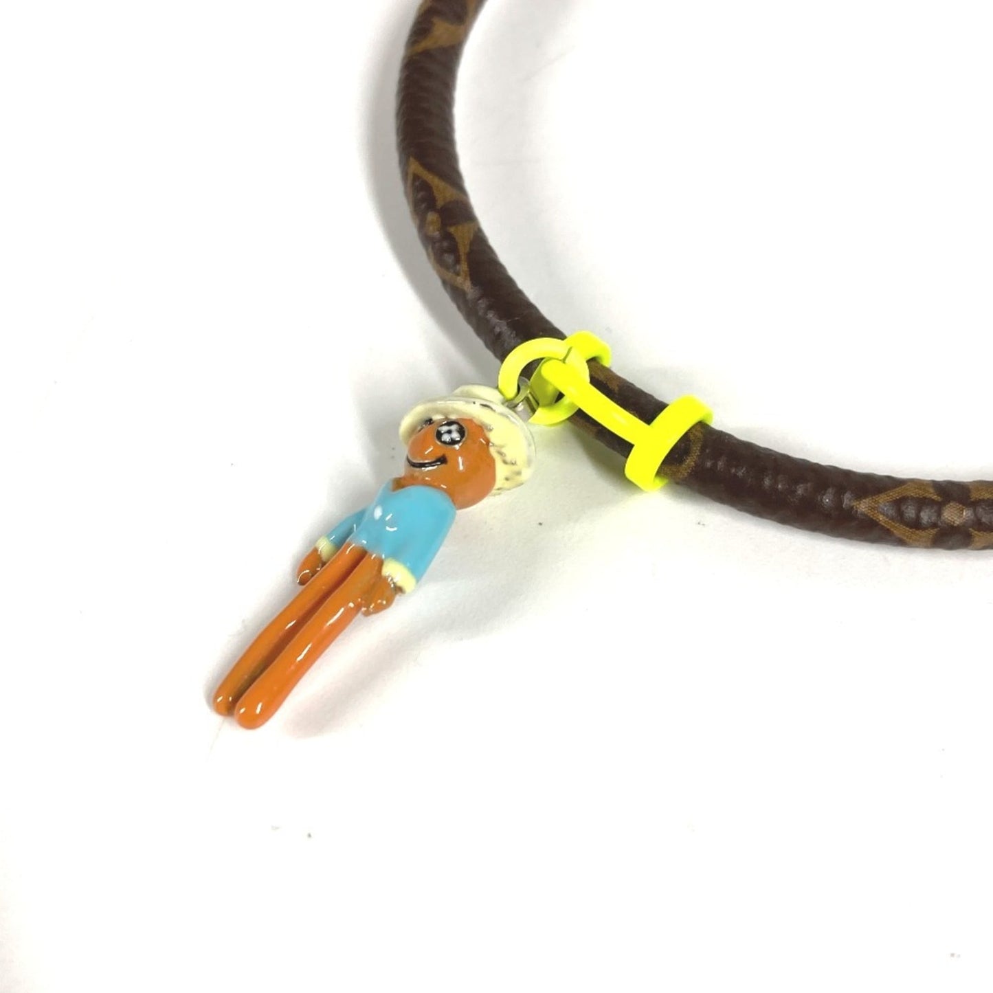 LOUIS VUITTON MP286E Monogram Canvas Hang It Mascot Bangle Bracelet for Men, Brown