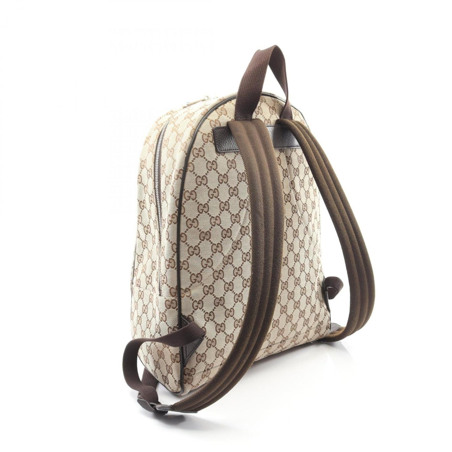 Gucci GG Canvas Backpack, and Leather, Women's, Beige Brown, 449906