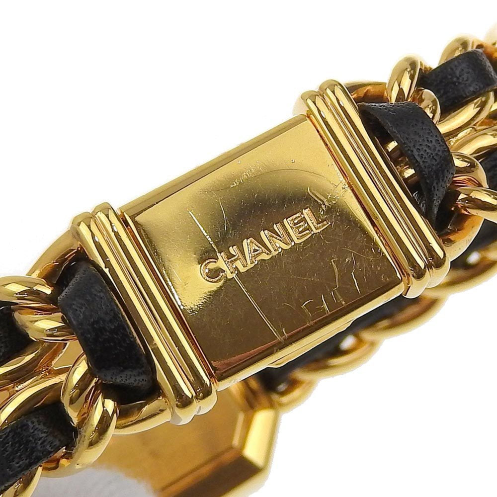 Chanel CHANEL Premiere S Watch H0001 Gold-plated x Leather Quartz Analog Display Black Dial Ladies — Very Good