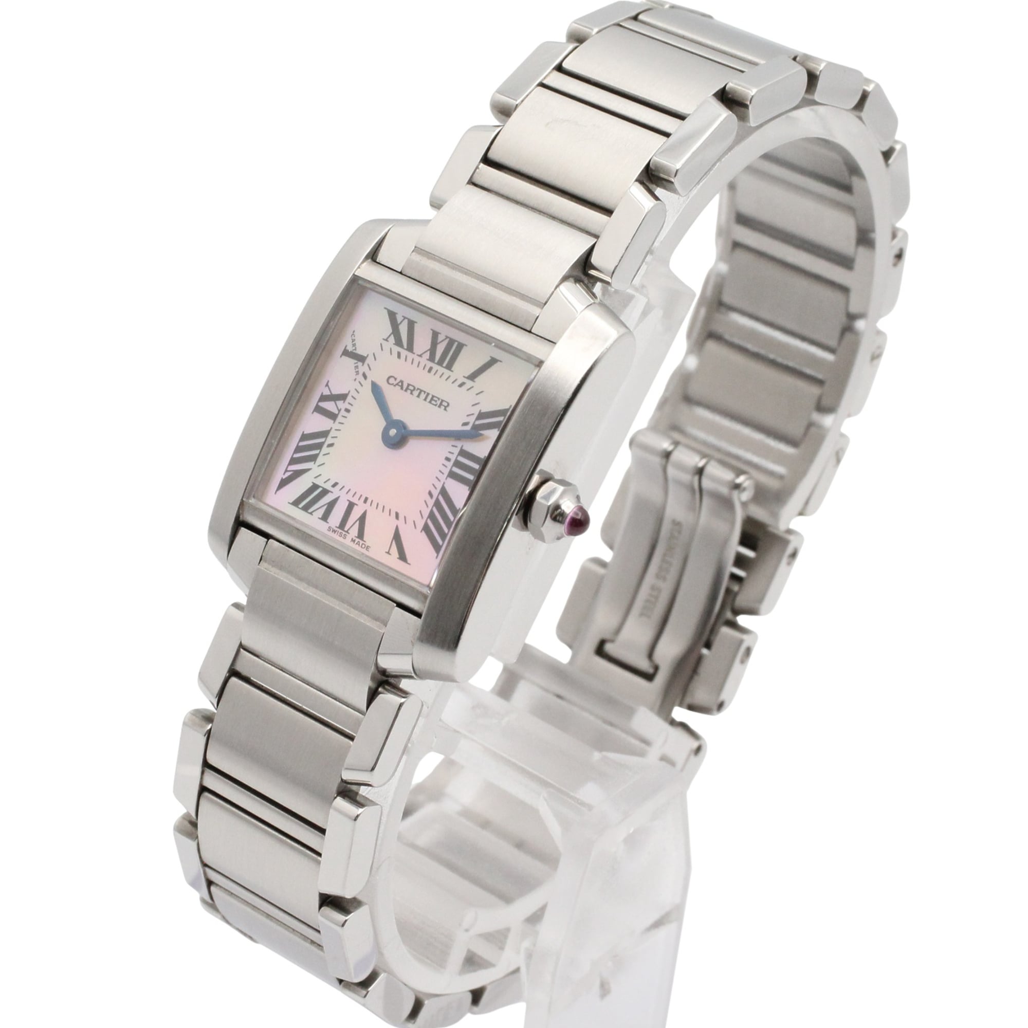 Cartier Tank Française SM Watch, Stainless Steel, Ladies, Pink/Pink Shell, W51028Q3 — Very Good