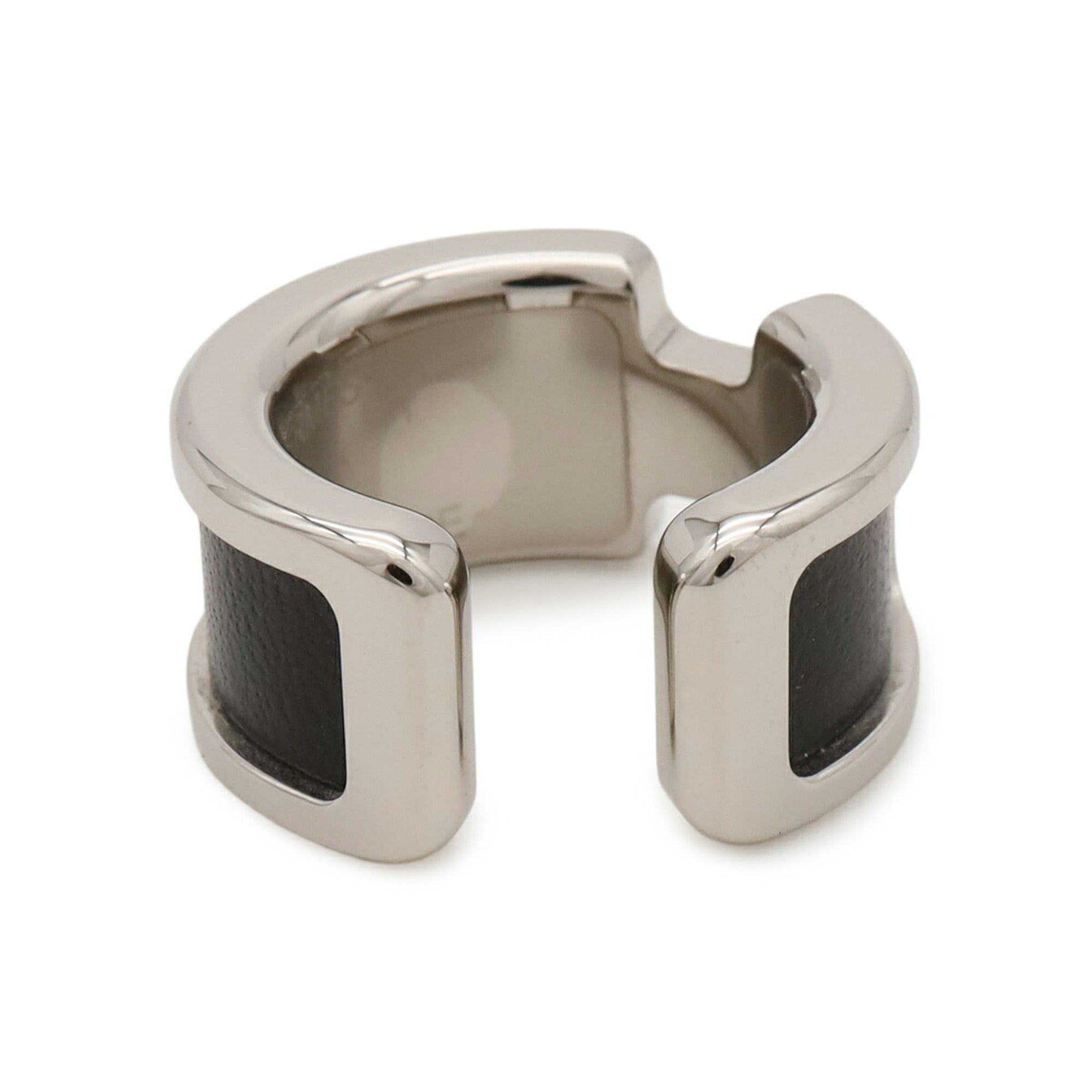 HERMES Olympe PM Ear Cuff Hook Clip Metal Box Calf Leather Silver Black — New - Store Return