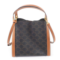 CELINE 12418 Small Cubo Bag Honey Logo Triomphe Canvas 2-way Shoulder Made in Italy Women's — Like New