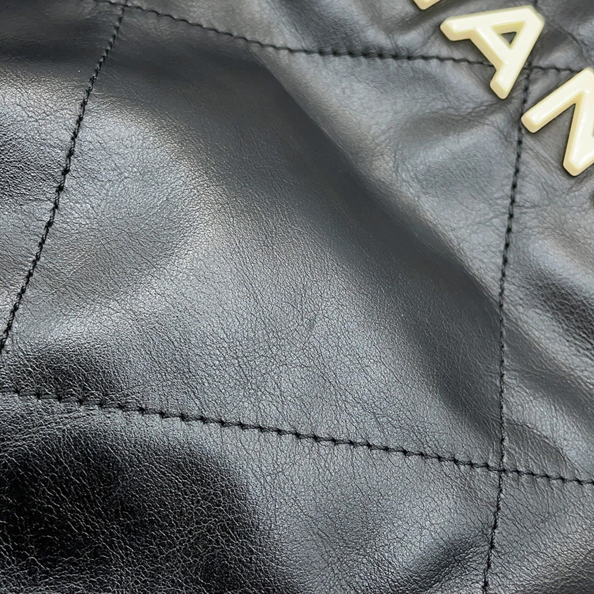 Chanel Backpack, 22 Large, Shiny Calf Leather AS3313, CHANEL Handbag, Black, Women's — Like New