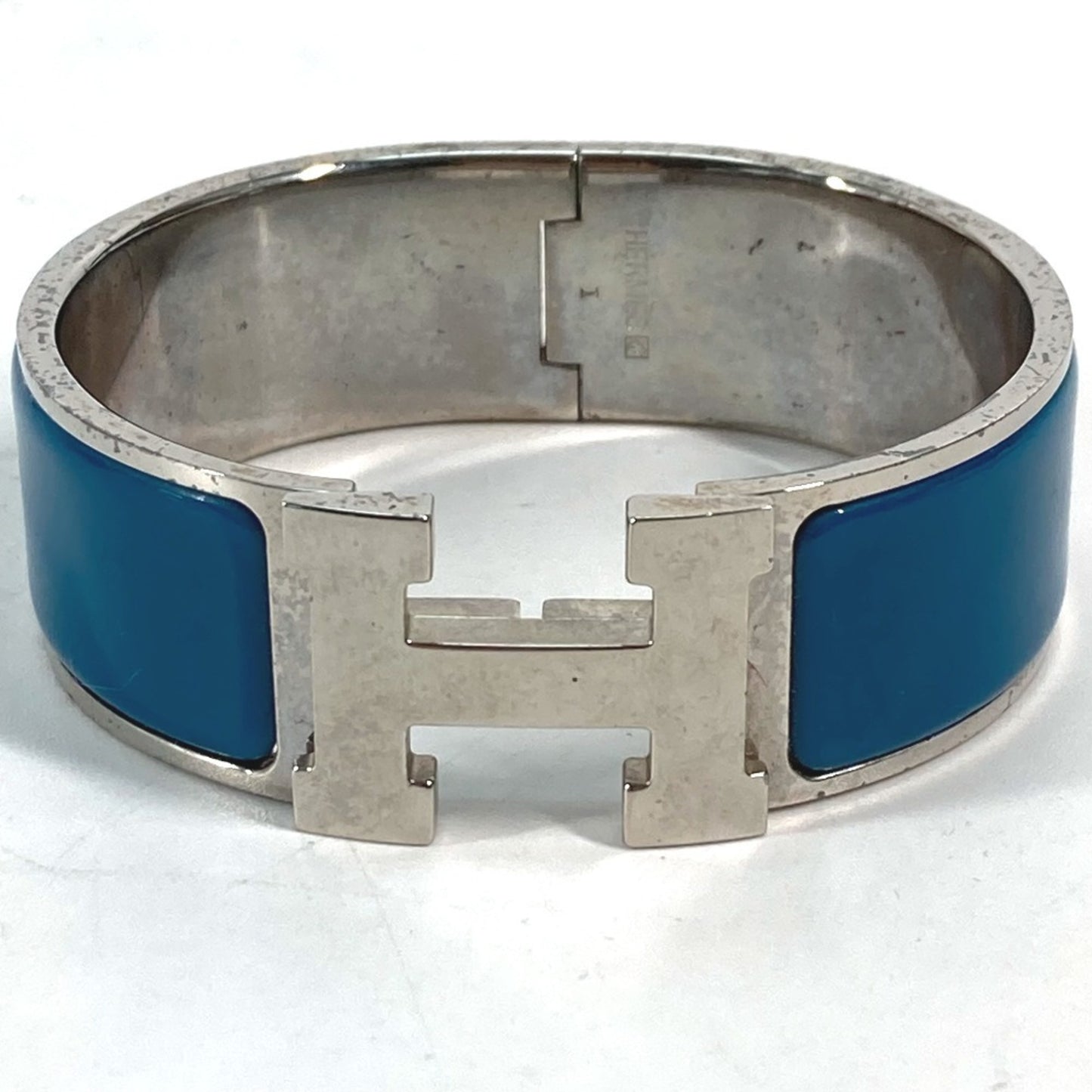 HERMES Click Clack GM Bracelet, Metal Bangle, Women's, Blue