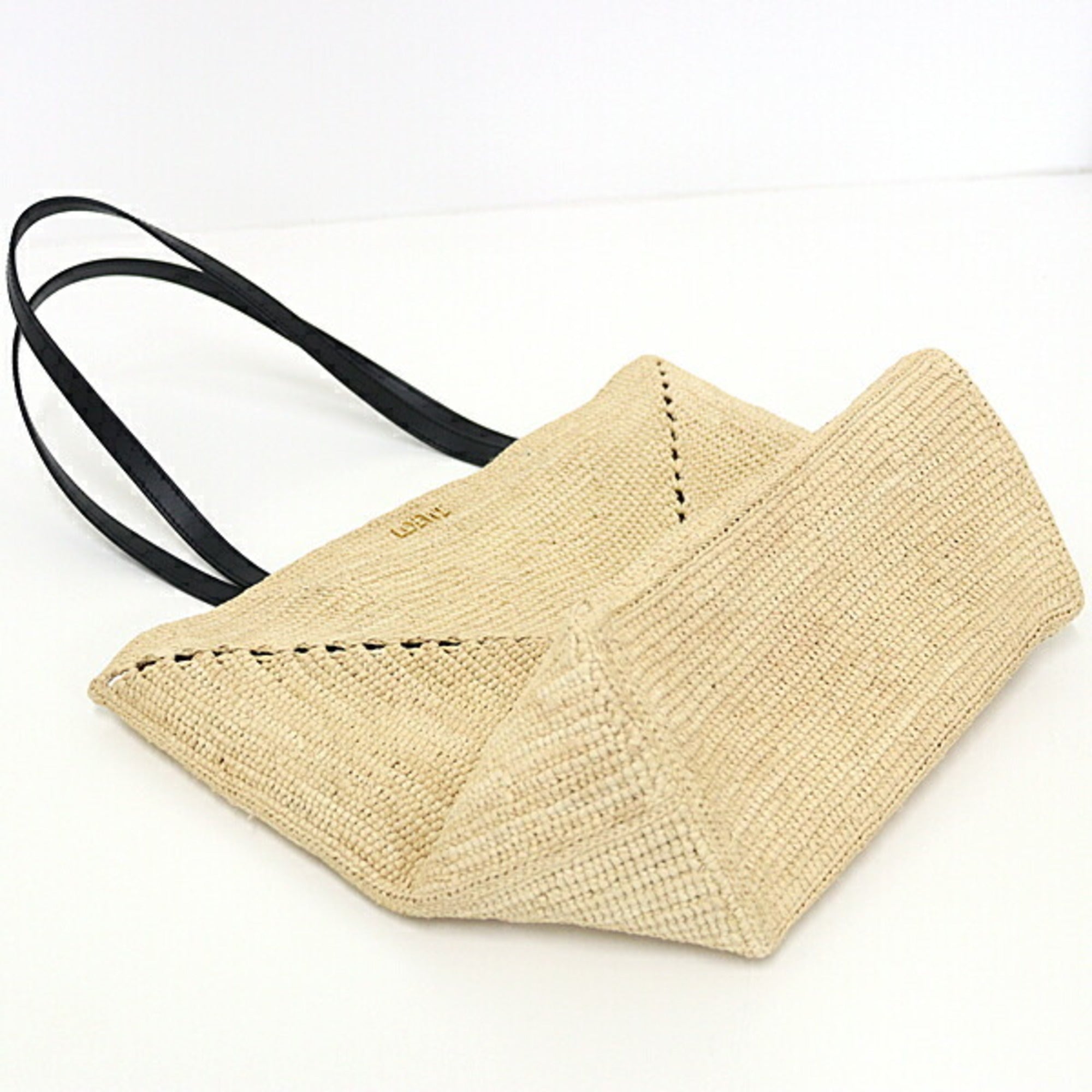 LOEWE Puzzlefold Tote Medium Raffia Natural Bag A779G50X08 Unused — New - Store Return