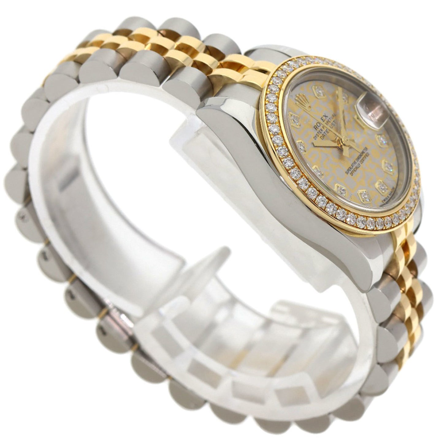 Rolex 179383G Datejust with 10 Diamond Bezels and Gold Crystals, Stainless Steel Watch in 18K Yellow Gold, for Women